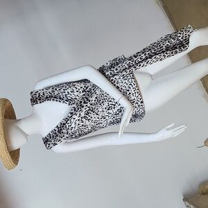 Tadashi Ruched Animal Print Sleeveless Top